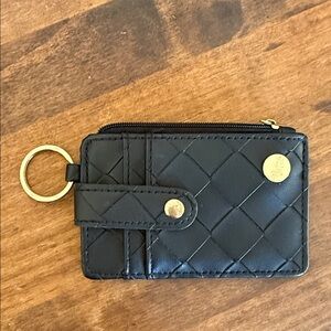 The Darling Effect Black Quilted Card Holder with Gold Accents